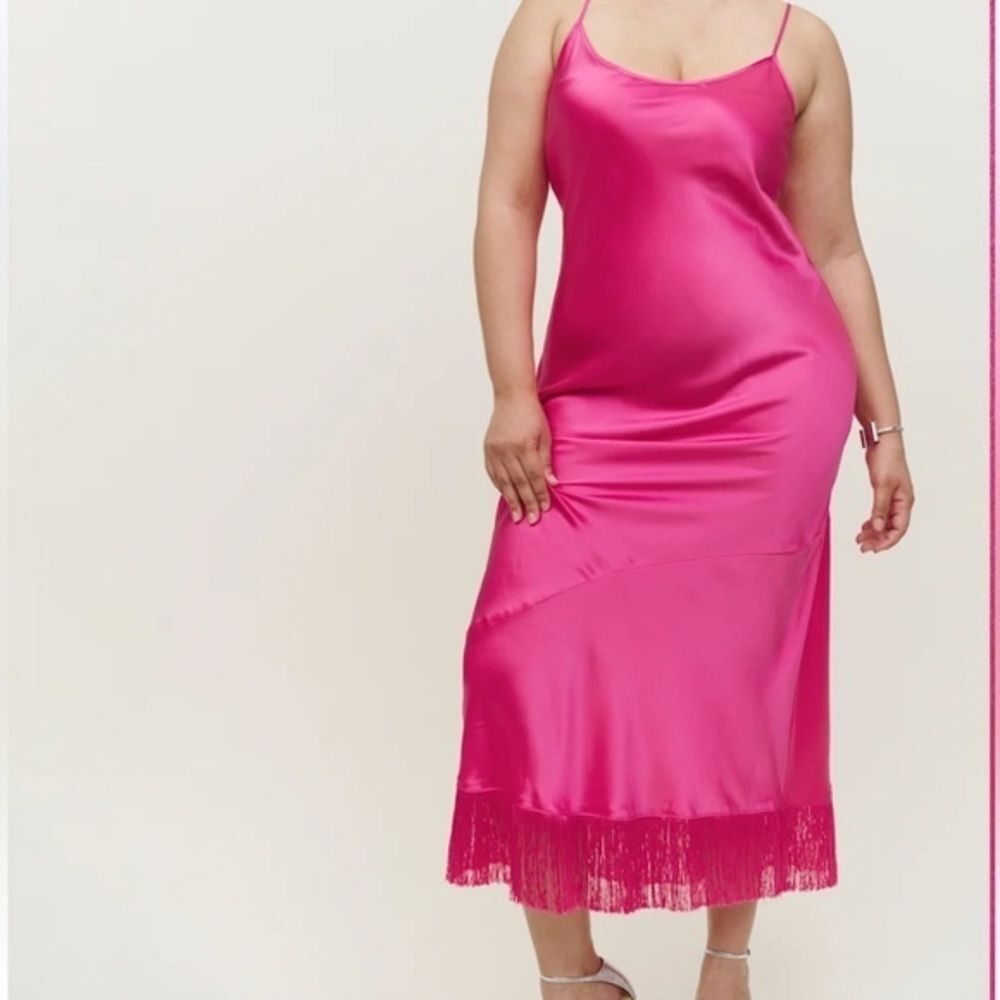 Reformation Alisal silk dress Elegant Pink Slip Dress size medium